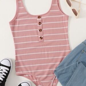 Plus size striped tank bodysuit